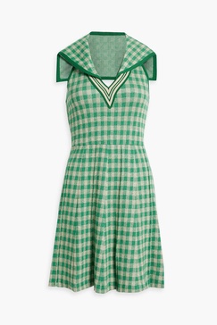 Gingham jacquard-knit dress