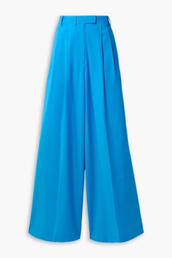 Pleated wool wide-leg pants