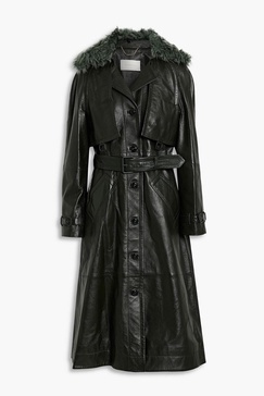 Rhythm shearling-trimmed leather trench coat