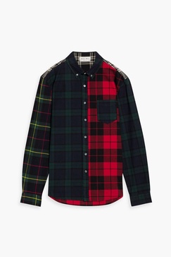 Mill patchwork checked cotton-flannel shirt