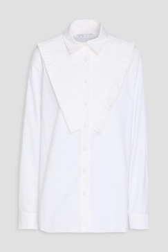 Pintucked cotton-blend poplin shirt