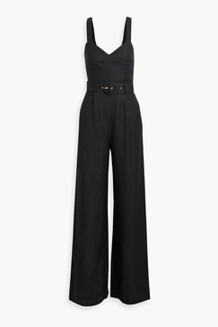 Yvette belted linen-blend wide-leg jumpsuit