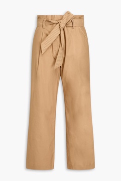 Lang belted pleated cotton-blend twill wide-leg pants