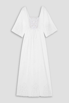 Meredith open-back guipure lace-trimmed cotton maxi dress