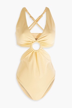 Ring-embellished cutout swimsuit