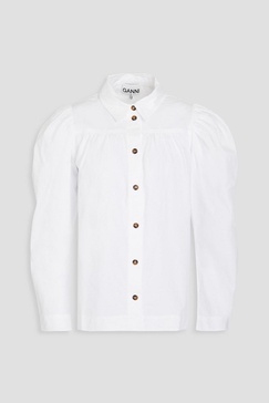 Gathered cotton-poplin shirt