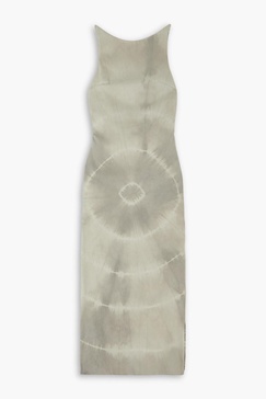 Open-back tie-dyed faux suede midi dress