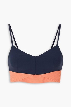 Shakti Simone cutout color-block ribbed stretch sports bra