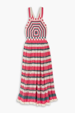 Paz striped crochet-knit cotton maxi dress