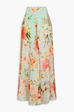 Printed silk-chiffon wide-leg pants