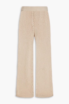 Crochet-knit cotton-blend wide-leg pants