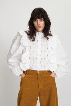 Blouse with Scallops and Embroideries