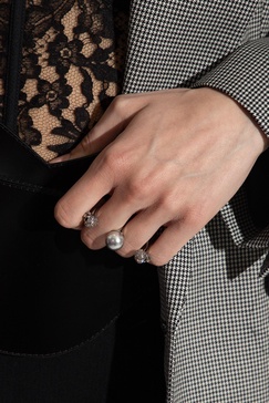 Alexander McQueen Pearl Skull Double Ring