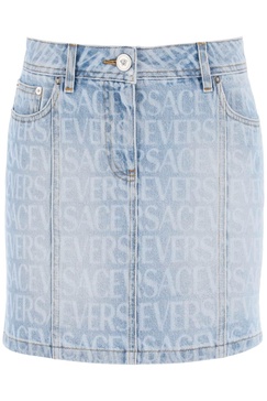 Versace Monogram Denim Mini Skirt