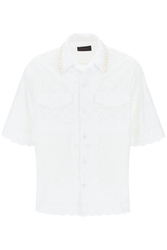 SIMONE ROCHA Scalloped Lace Shirt with Pearl Embellishments for Men