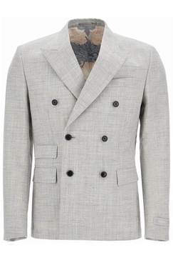 VERSACE Luxurious Double-Breasted Wool Blend Blazer