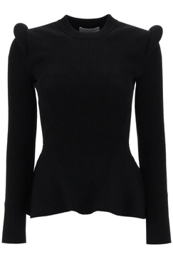 Alexander Mcqueen Ribbed Peplum Sweater