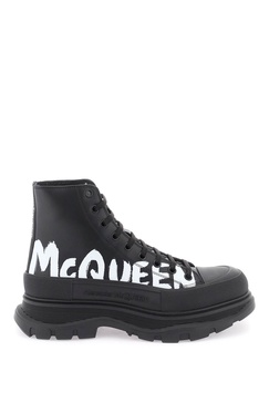 Alexander McQueen Tread Slick leather boots with printed logo