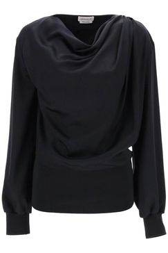 Alexander Mcqueen Draped Blouse In Satin