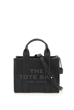 'The Small Tote Bag' Black Shoulder Bag with Logo in Grainy Leather Woman Marc Jacobs