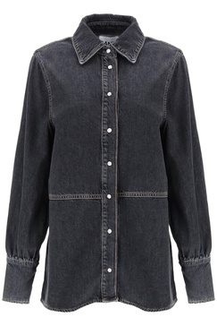 Ganni Rhinestone Denim Shirt