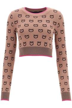 Pinko 'Furetto' All Over Logo Crop Top