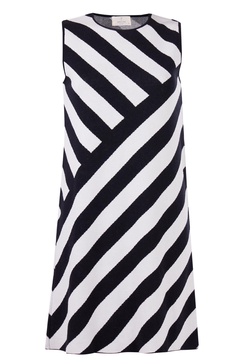 Paula Fine Knit Mini Dress In Black / White