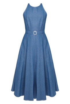 Ode Classy Blue Denim Midi Dress