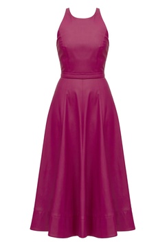 Avalon Fuchsia Pink Faux Leather Cocktail Dress