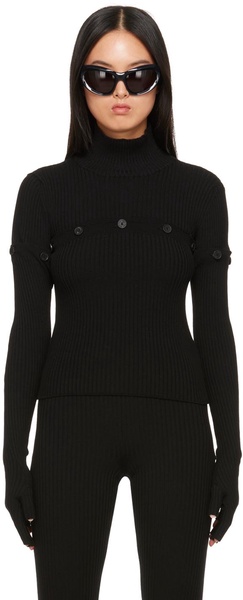 Black Button Turtleneck