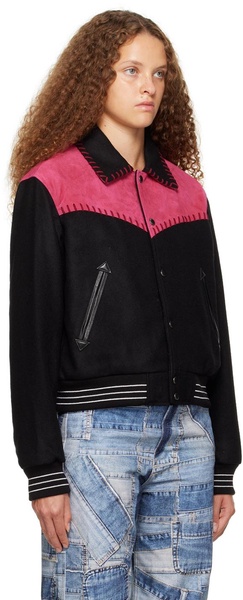 Black & Pink New Margo Western Varsity Jacket