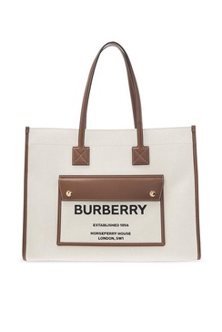 Burberry Logo Printed Medium Tote Bag