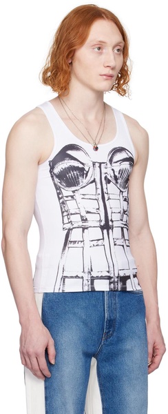 White Trompe-L'oeil Tank Top