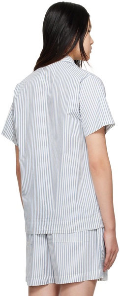 Blue & White Oversized Pyjama Shirt