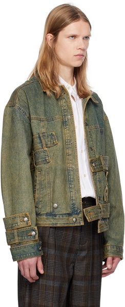 Green Waistbands Denim Jacket