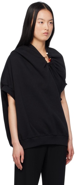 Black Draped Sweatshirt