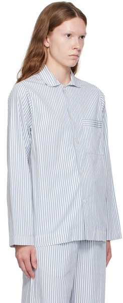 White & Blue Striped Pyjama Shirt