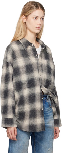 Gray Oversized Pocket Drop Neck Shirt