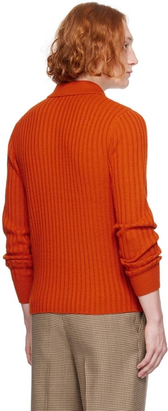 Orange Rib Cardigan