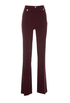 Elisabetta Franchi Logo Rivet Stretch Crepe Palazzo Trousers