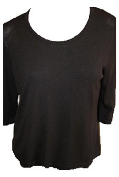 three quarter sleeve tunic top in black