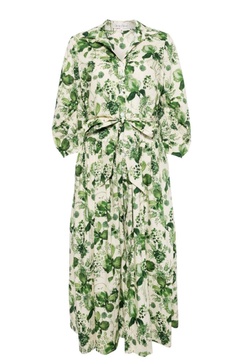 women's raya midi dress, olive hanging orchids