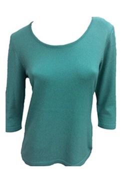 3/4 scoop neck top in aqua