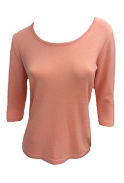 3/4 scoop neck top in peach