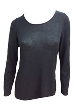 long sleeve scoop neck top in black