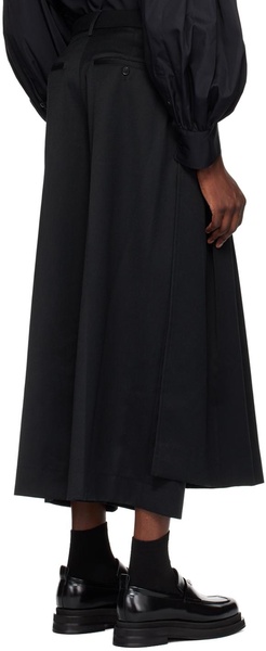 Black Pleated Apron Overlay Trousers