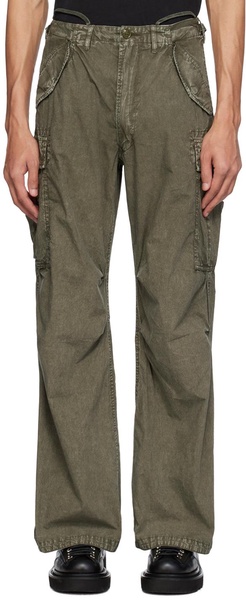 Khaki Wide-Leg Cargo Pants