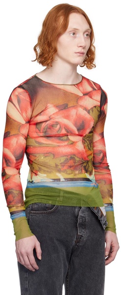 Green & Red Floral Long Sleeve T-Shirt