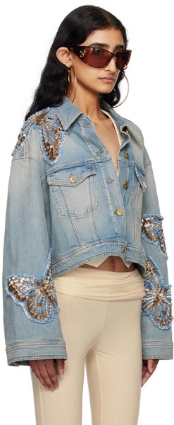 Blue Appliqué Denim Jacket