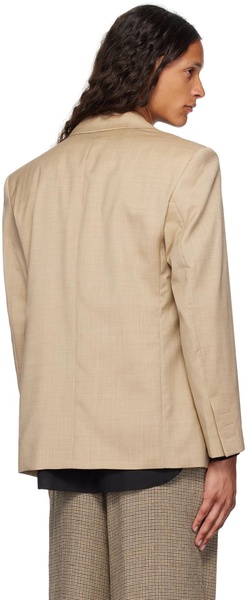 Tan Padded Shoulder Blazer